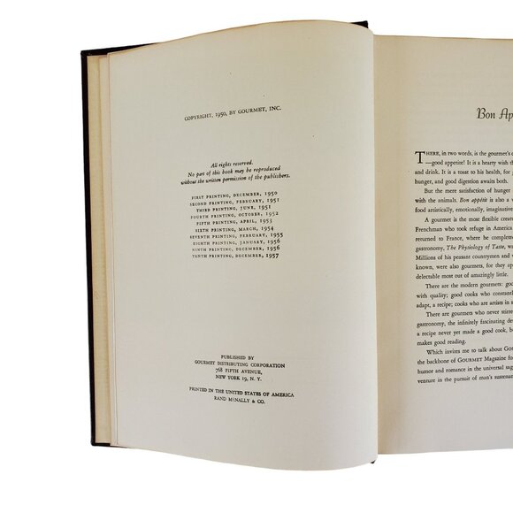 The Gourmet Cookbook Volume I Hardcover Tenth Printing 1957 By Gourmet Inc. - Picture 2 of 11